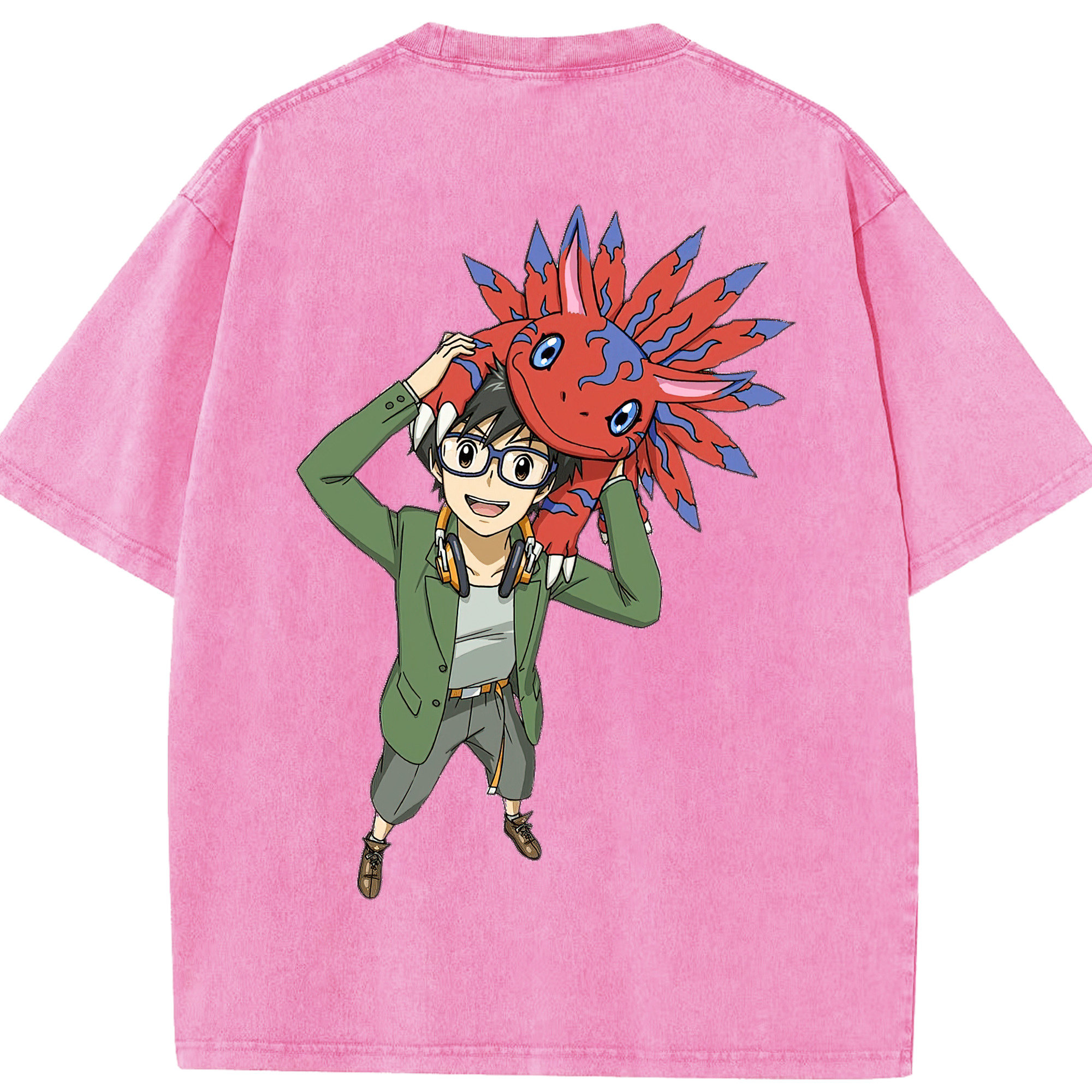 （画像用） Digimon デジタルモンスター/デジモン 綿100% ヴィンテージ風 半袖Tシャツ（背面プリント）